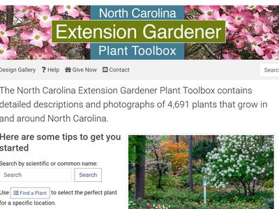Screenshot of the NC Extension Gardener Plant Toolbox homepage