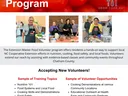 Program flyer announcing volunteer positions available and lists sample training topics and volunteer opportunities for the Extension Master Food Volunteer program.