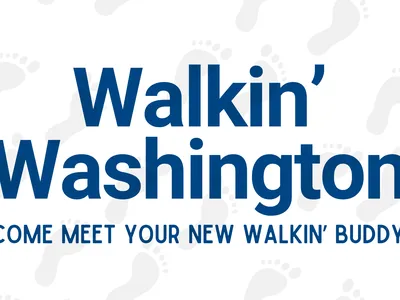Footprints with the text Walkin' Washington overlayed