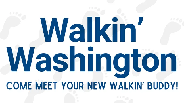 Footprints with the text Walkin' Washington overlayed