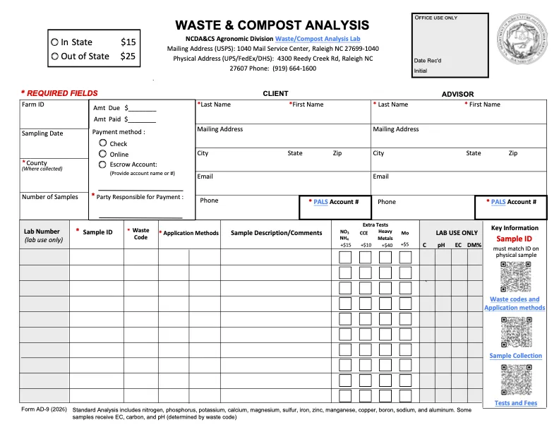Waste Sample Submission Form (Grower) 2026