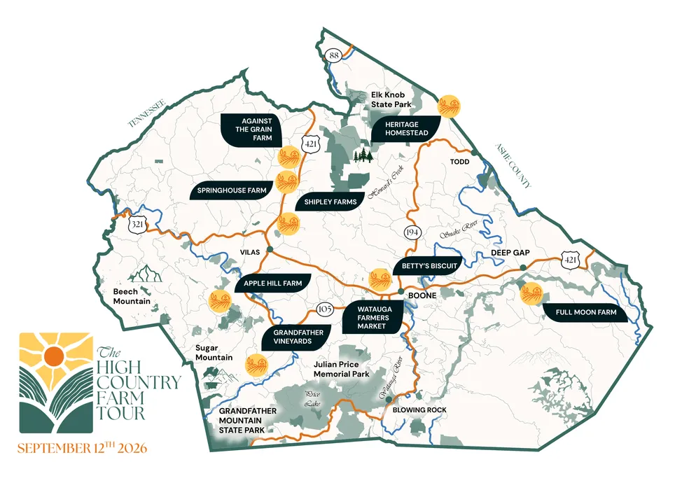 Watauga County Participating Farms Map