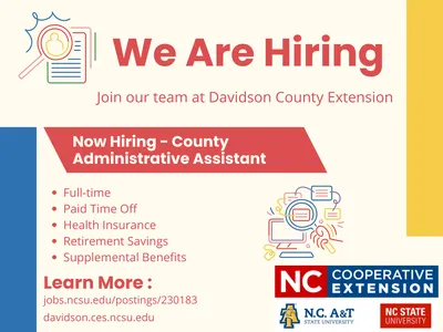 Flyer for the job posting of Administrative Assistant in Davidson County