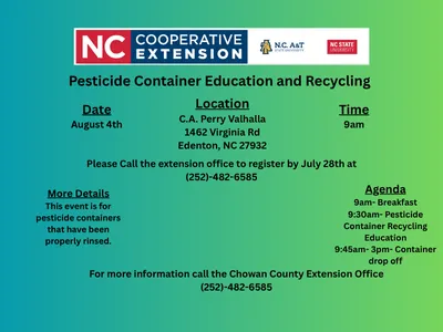 Flyer about pesticide container education and recycling, all of the details on the flyer are in the article.