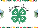 Jackson County Seal and 4-H Clover in a colorful border