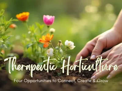 hands planting flowers in outside garden