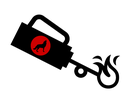Cartoon image of a driptorch with the NC State wolfpack logo on it