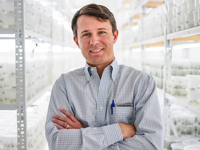 Worth Williams standing in a laboratory