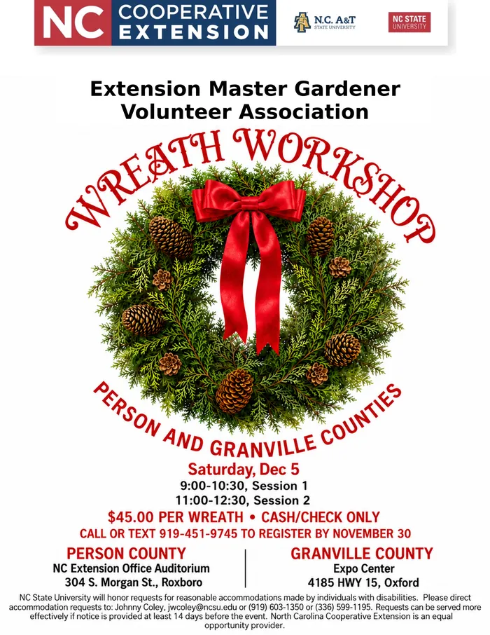 wreath workshop flyer on december 5th