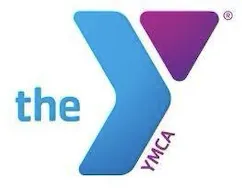 Blue and purple Y with the words the before it and YMCA in purple going up the side of the bottom of the Y