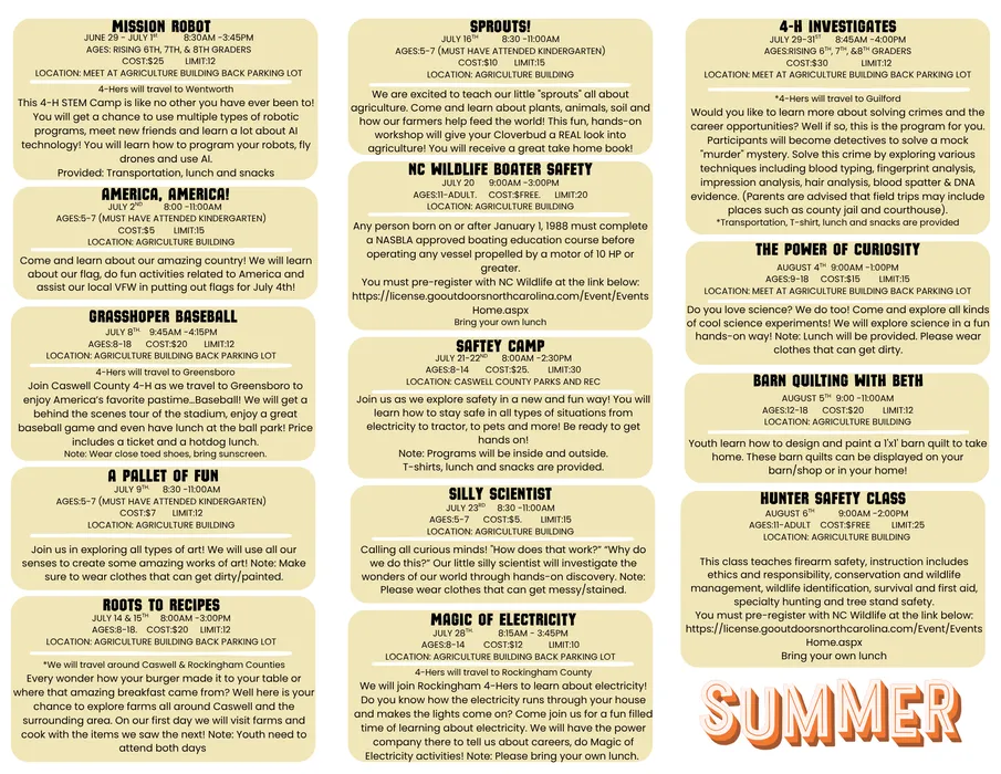 summer fun events for 4-H
