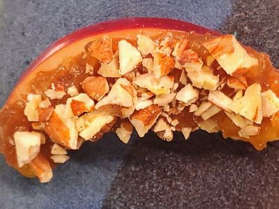 apple with date spread and pecans