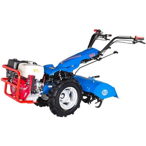 A small, 2-wheeled, walk behind tractor