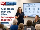 AI workshop leader teaches residents practical AI skills in a classroom.