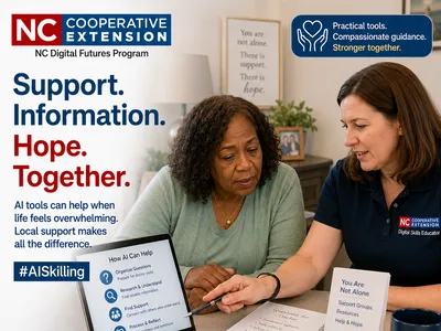 Educator helps a mother use AI and online tools during a family health crisis.