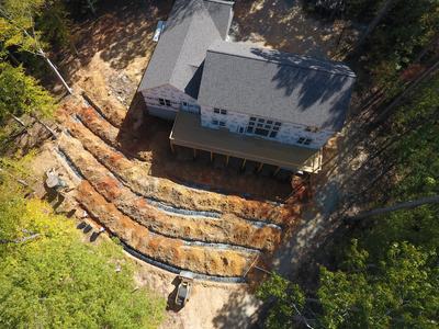 aerial image of a septic field installation