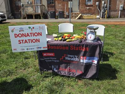 Donation Station table set up