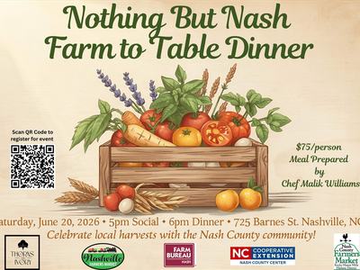 flyer with information about farm to table dinner