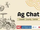Tractor sketch and hay bale; text: Ag Chat; Caswell County Center; NC Cooperative Extension logo