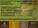 Flyer with details for the 2026 Veteran's Organic Garden Conference at the N.C. A&T Farm