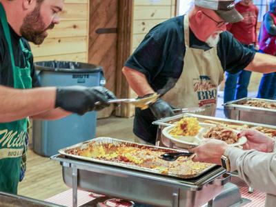BBQ meal being served in the dining area