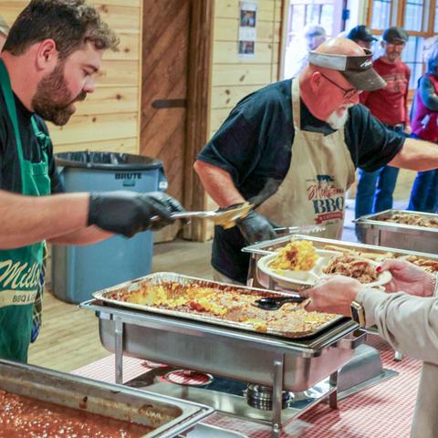 BBQ meal being served in the dining area