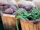 green beans and potatoes in basket