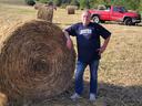 Round bale hat in the field