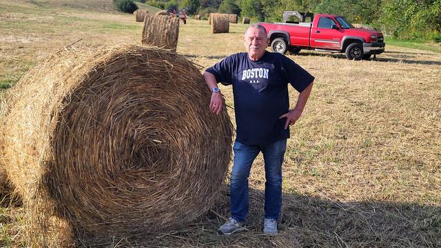 Round bale hat in the field