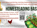 Join us October 3, 2026 at the Nash Ag Center for a workshop on homesteading.