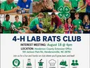 Lab Rats 4-H Club Interest Meeting 
Club will focus on learning life skills. The first meeting will be on Tuesday, August 18, at 4PM at the NC Cooperative Extension Office, Henderson