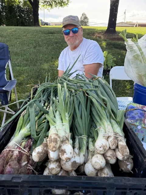 farmers market vendor with produce