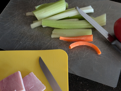 food prep in kitchen of author