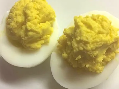 Olive oil deviled eggs