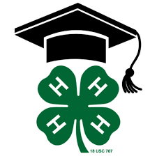 4-H clover and graduation cap