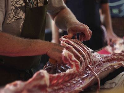 photo of lamb processing