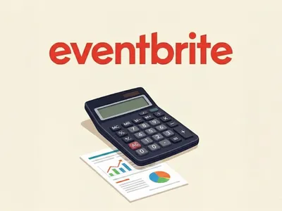 Eventbrite logo with calculator and financial report