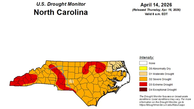 Drought map for April 16, 2026