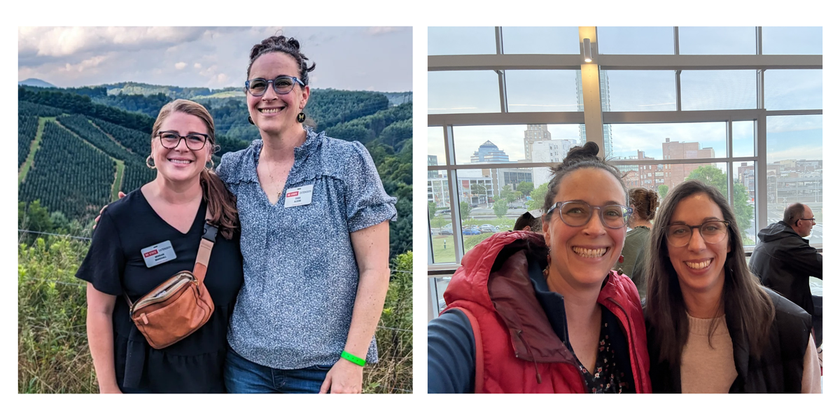 Left: Dr. Bloom with Extension Master Food Volunteer Program Manager, Morgan Marshall; Right: Dr. Dara Bloom with Local Food Program Manager, Dr. Hannah Dankbar