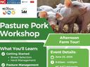 flyer containing text with event details and photos of pigs