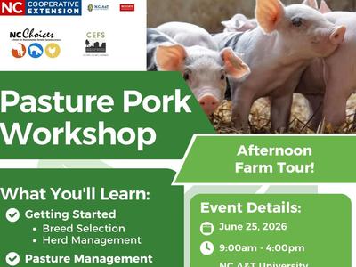 flyer containing text with event details and photos of pigs