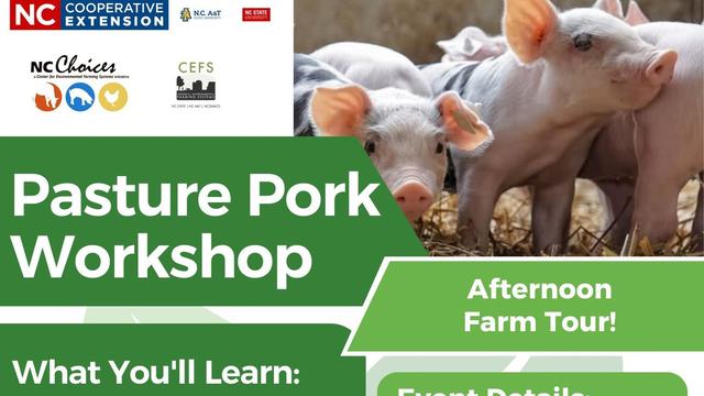 flyer containing text with event details and photos of pigs