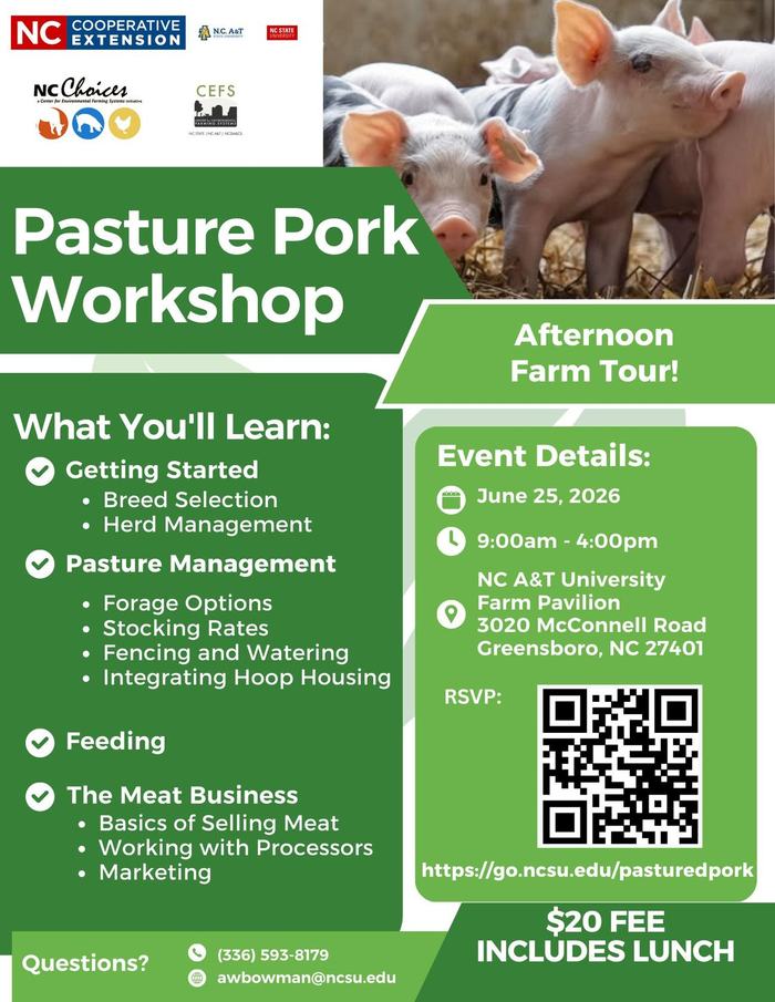 flyer containing text with event details and photos of pigs