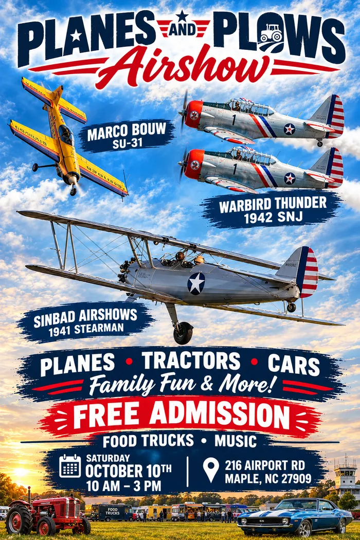 Planes and Plows Airshow: Marco Bouw SU-31, Warbird Thunder 1942 SNJ, Sinbad Airshows 1941 Stearman