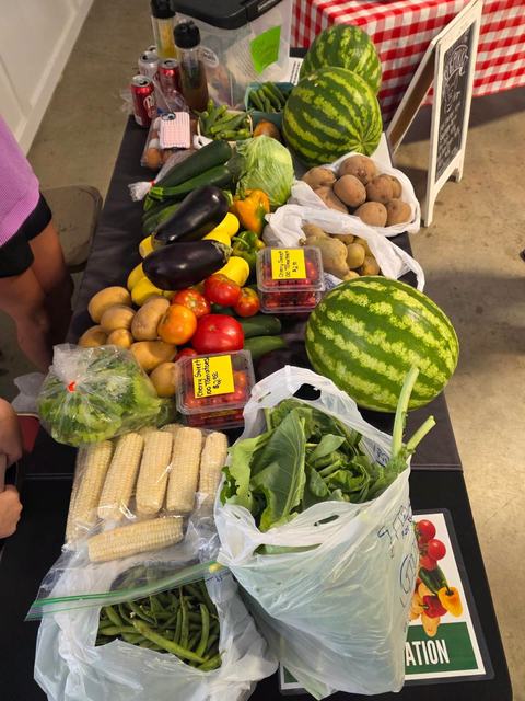 Various fruits and vegetables on table