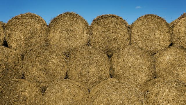 15 Round Bales stacked on top of each other.
