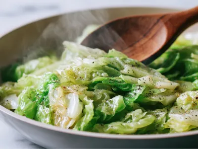 cooking cabbage in a skillet