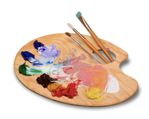 Paint palette with brushes