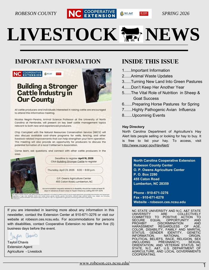 livestock newsletter cover page