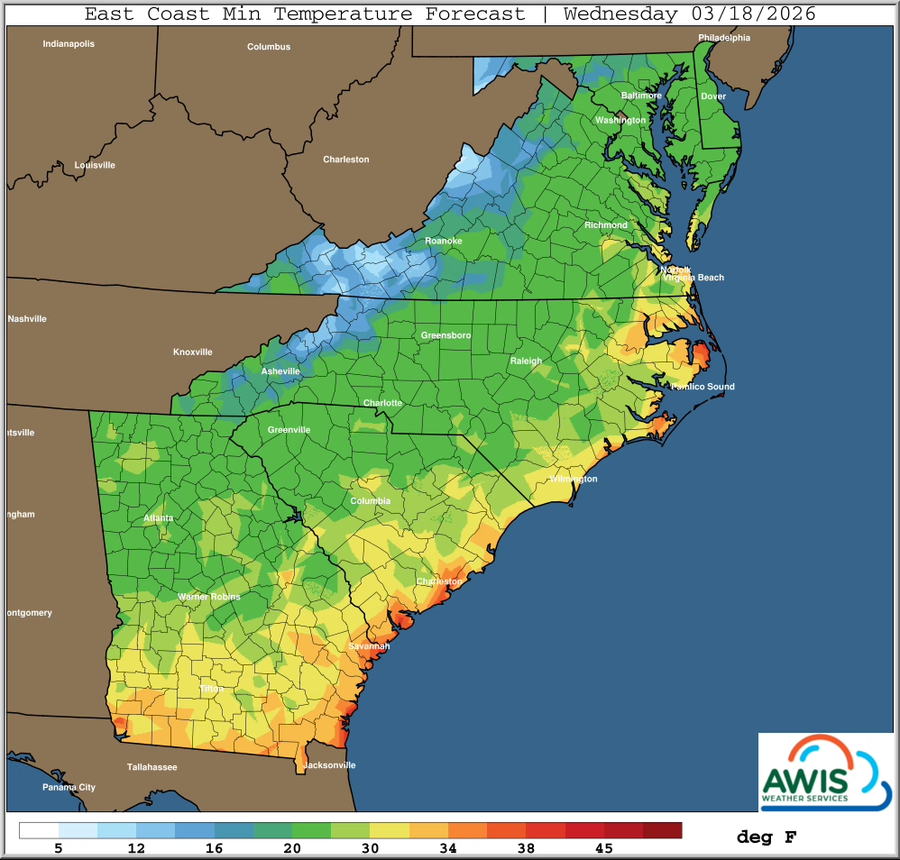 Min Temp. Wed Mar 18